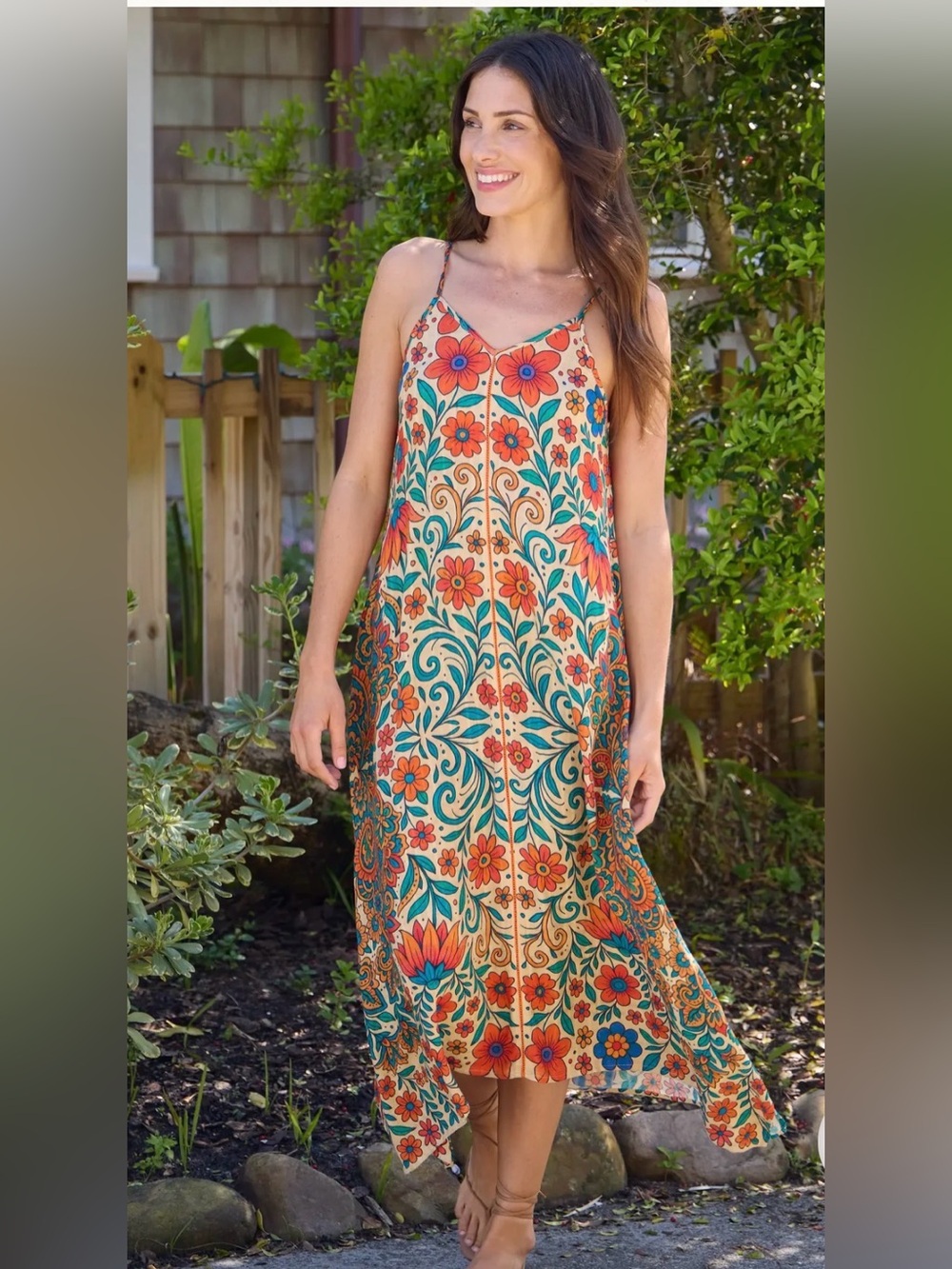 🔘NATURAL LIFE “Katrina” Floral Boho midi slip Dress